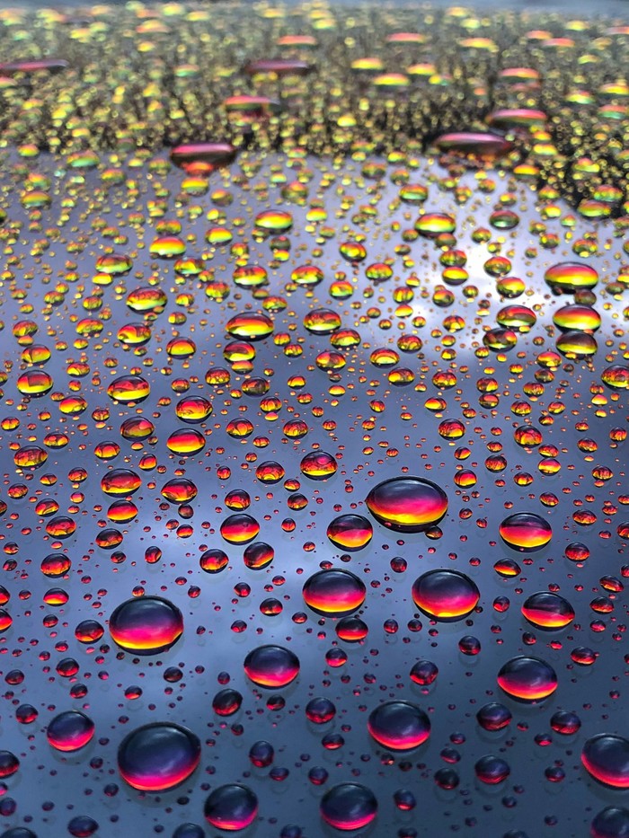 sunset drops - Drops, The photo, Car, Sunset, Macro, Macro photography