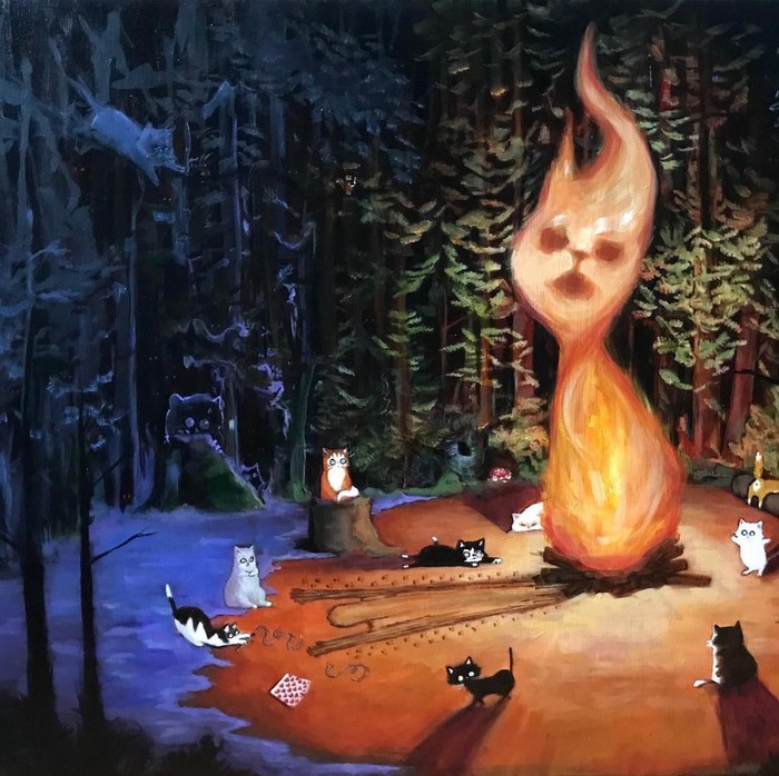 Cat rituals - Art, cat, Ritual, Shamanism, Bonfire, Shamans