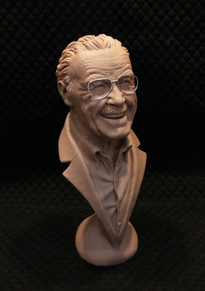 Bust of Stan Lee - Plasticine, Needlework without process, With your own hands, Longpost, Stan Lee, My, Sculpture, Creation, Bust, Marvel