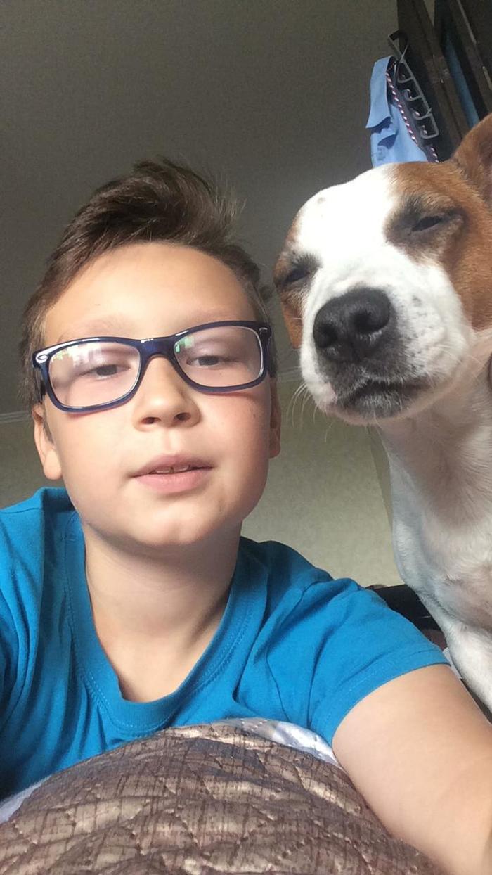 Clint_Russell Eastwood and his friend. - My, Dog, Jack Russell Terrier, Selfie, Children