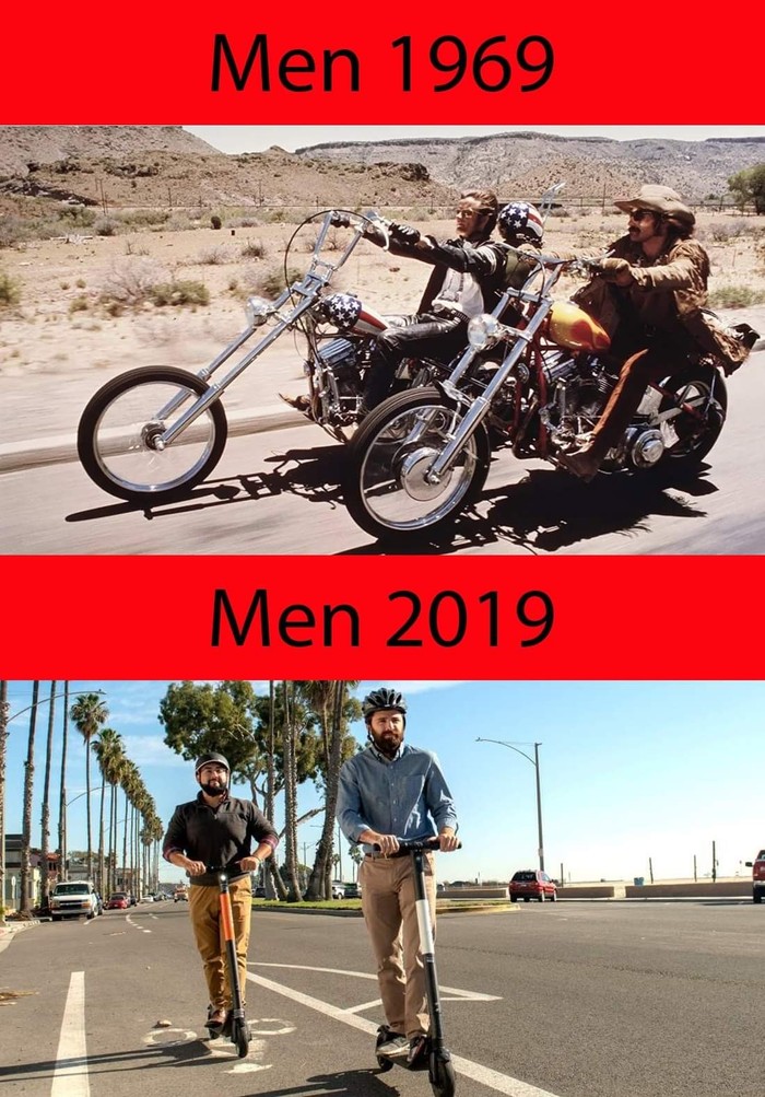 Men then and now - Images, Picture with text, Motorcycles, Motorcyclist, Hipster, Kick scooter, Moto, Motorcyclists
