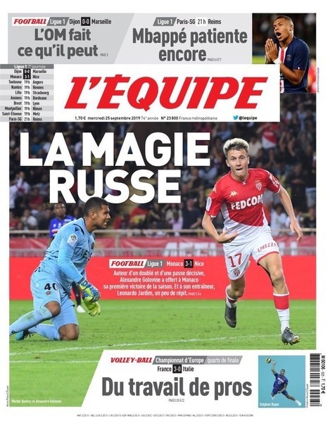 Russian magic. Today's L'Equipe headline - Football, Video, , Alexander Golovin, Monaco, Longpost