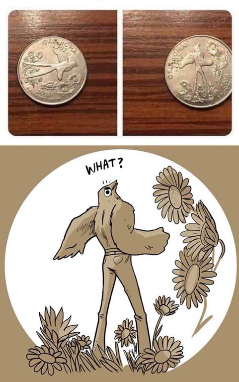 Oklahoma quarter - Cent, USA, Coin, Humor, Birds, Oklahoma, Art, Fluffy bituhi