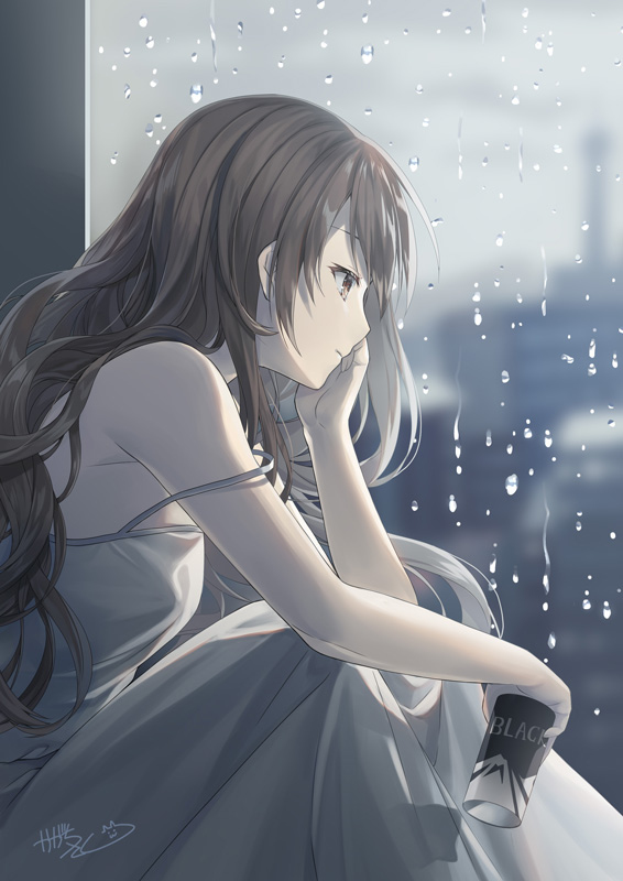 Autumn rain - Аниме, Арт, Anime Art, Anime Original, Девушки, Дождь, Осень, Pixiv