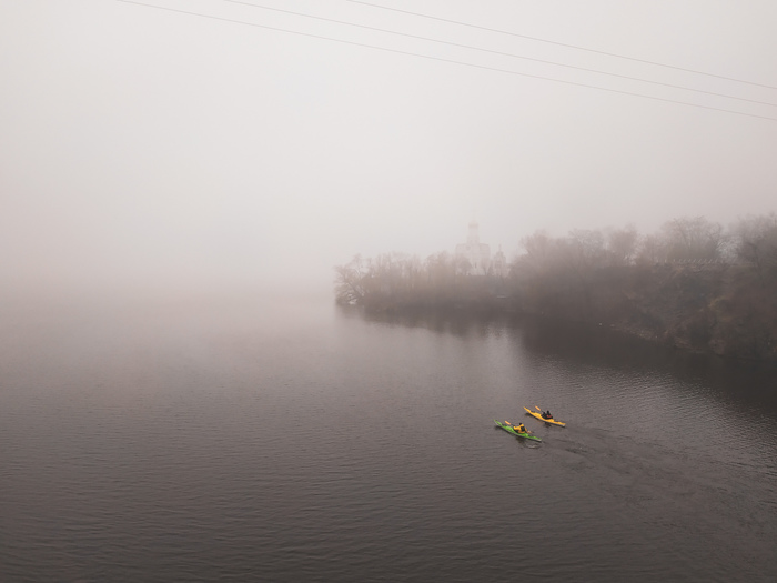 In honor of my first subscriber)) Well, and the approaching autumn season of fogs. - My, Fog, River, Kayak, Autumn, Cold, The photo, Dnieper