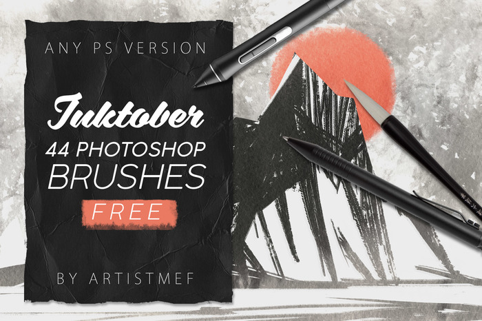 Free Inktober 2019 Photoshop Brushes - Моё, Кисть, Inktober, Photoshop, Free, Тушь, Акварель, Рисование, Длиннопост