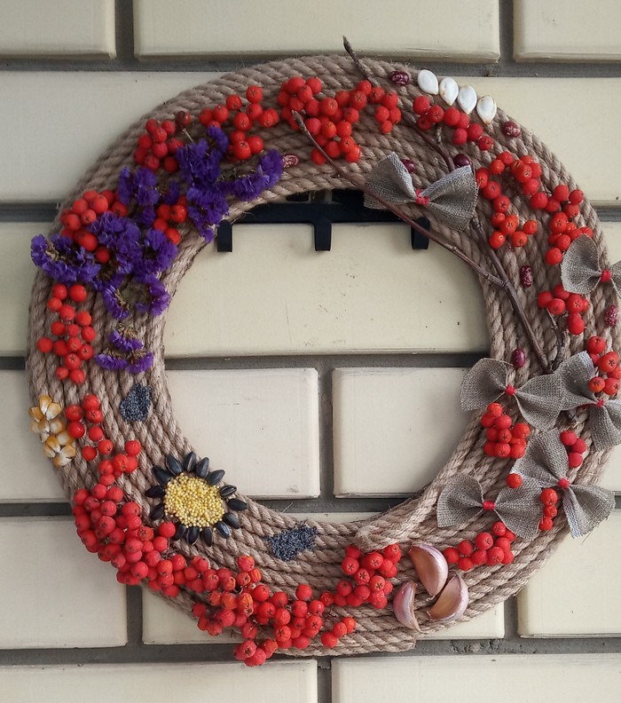 Autumn mood - My, Wreath on the door, , Rowan, Crafts, Needlework without process, Wreath