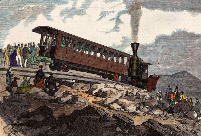 The first cog mountain railway. - Railway, Gear rail, USA, Longpost, Video