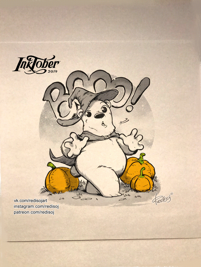 InkTober 2019 03 - My, Redisoj, Inktober, Art, Images, Drawing, Animals, Halloween