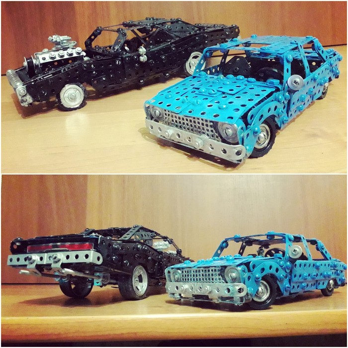 Dodge Сharger 1970 и ВАЗ 2101 из металлического конструктора