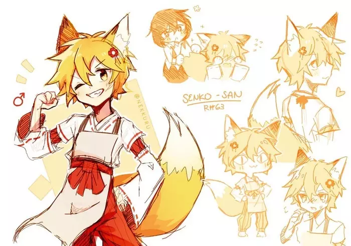 Senko-kun - Anime, Anime art, Sewayaki Kitsune No Senko-san, Senko-San, Animal ears, Shotacon, Rule 63