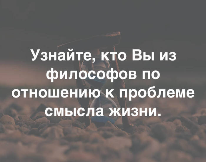 Узнайте, кто Вы из философов по отношению к проблеме смысла жизни - Моё, Смысл жизни, Опрос, Философия