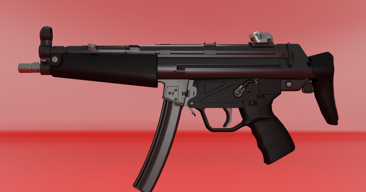 Модель MP5, 3D, 3D моделирование, Пистолет-пулемет, Hk mp5, Длиннопост.