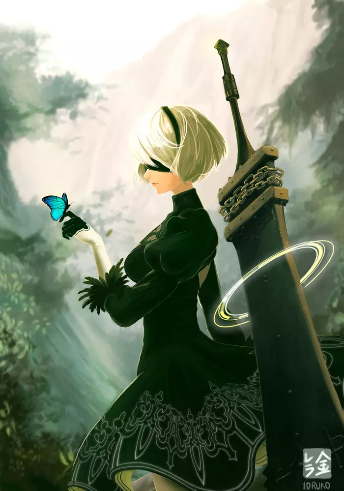 YoRHa 2B - Yorha unit No 2 type B, NIER Automata, Games, Art, Drawing