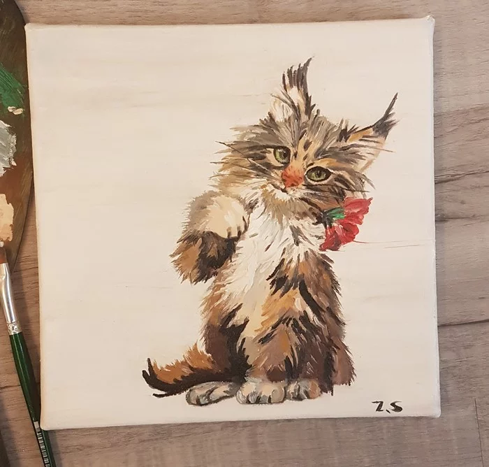 My cats - My, cat, Catomafia, Drawing, Oil painting, Workout, Longpost