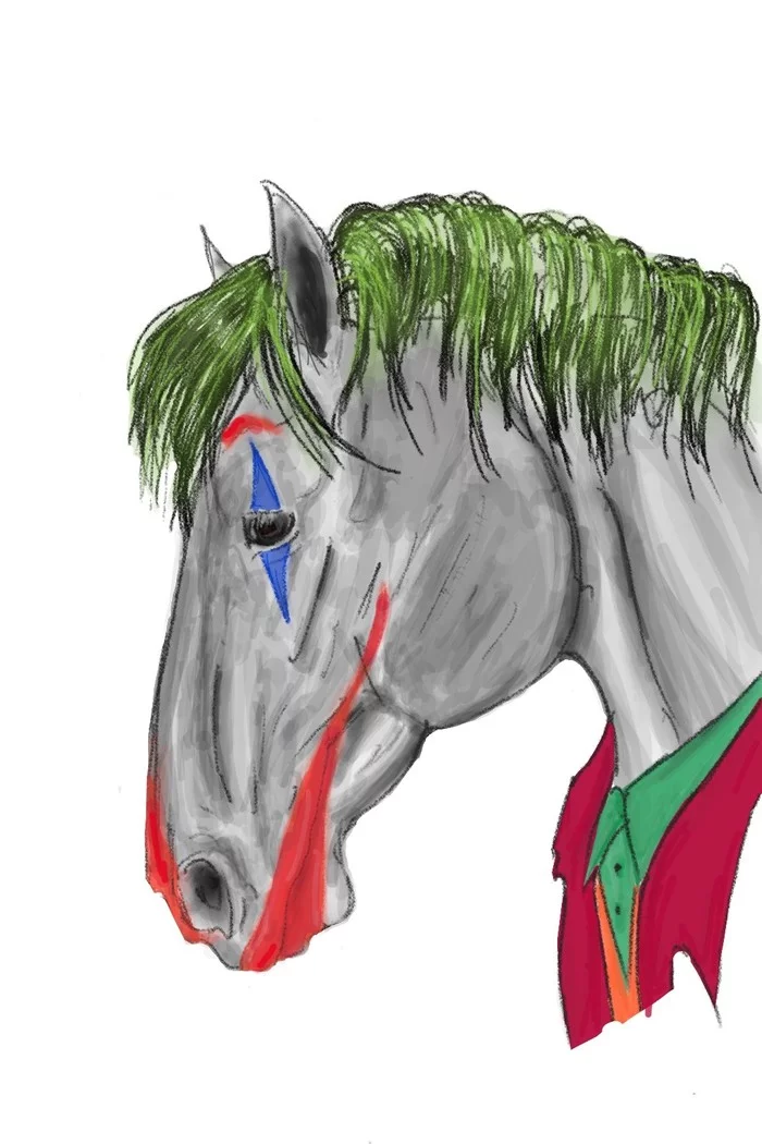 Joker - My, Art, Drawing, Painting, Horses, Joker