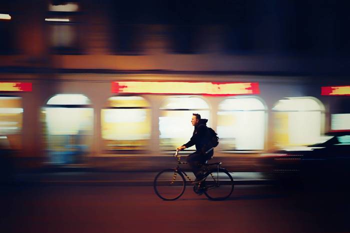 Hyperdrive cyclist - My, The photo, Town, Saint Petersburg, Long exposure, Olympus