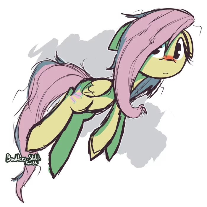 Tired Fluttershy flies - My little pony, Fluttershy, Lilboulder