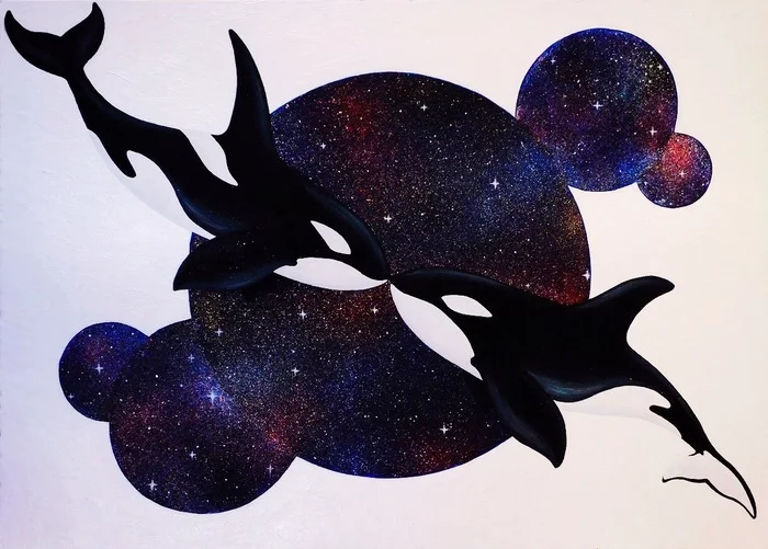across the universe - My, Space, Killer whale, Drawing, League of Artists, Learning to draw, Artist, Paints, Art