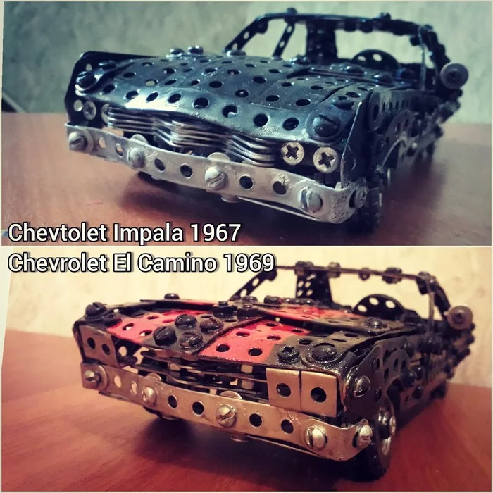 Chevrolet Impala and Chevrolet El Camino from the designer - My, Chevrolet, Muscle car, Modeling, Scale model, Homemade, With your own hands, Retro car, Constructor