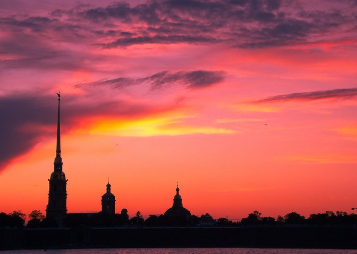 Silhouette - My, Beginning photographer, The photo, Saint Petersburg, Sunset, Peter-Pavel's Fortress, Neva, River, Evening