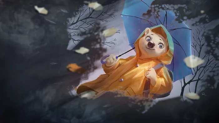 Break in the Clouds - Furry, Furry art, Furry Bear, Polar bear, Autumn, Reflection, Pelboy