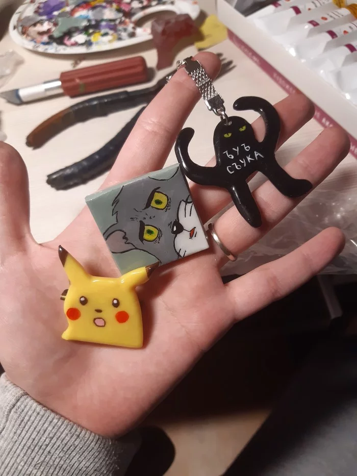 DIY meme gift for a friend. - My, Presents, Memes, Byy, Pikachu, Tom and Jerry, Polymer clay, Needlework without process