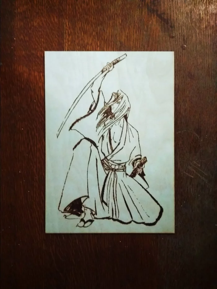 Samurai - My, Pyrography, Needlework without process, Samurai, Longpost