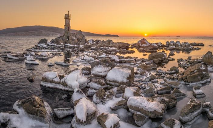 Lighthouse - My, Primorsky Krai, Дальний Восток, Winter, Sunset, Lighthouse, Japanese Sea, Beginning photographer