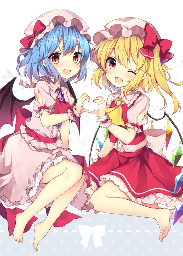 Remilia & Flandre Touhou, Remilia Scarlet, Flandre Scarlet, Anime Art, ,  , Ruhika