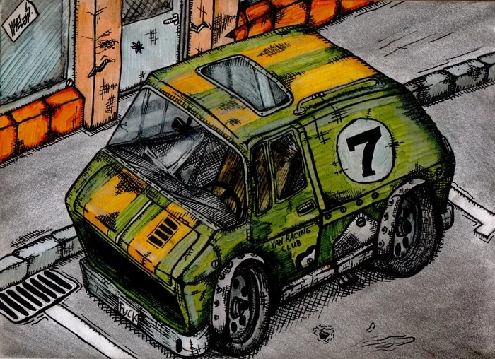 My love for muscle cars and vans has transferred to paper - My, Vans, Sketchbook, Auto, Longpost