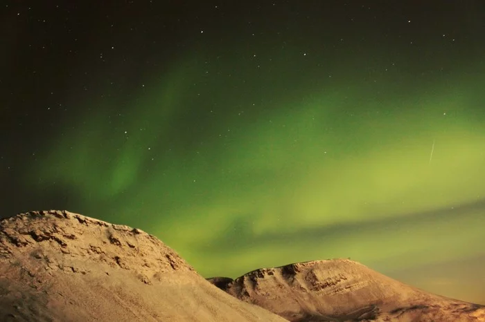 Over Spitsbergen tonight - My, Polar Lights, Night, Starry sky, Spitsbergen, Svalbard, Longpost