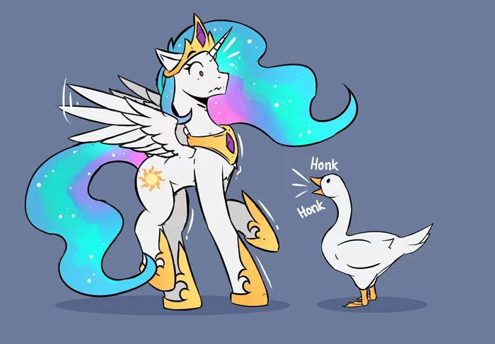 Swan geese - My little pony, Princess celestia, Crossover, Untitled Goose Game