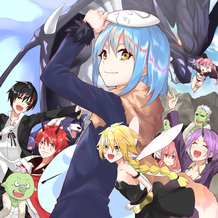 Римуру и все-все-все - Аниме, Anime Art, Tensei Shitara Slime Datta Ken, Ramiris, Gobuta, Rimuru Tempest, Milim Nava