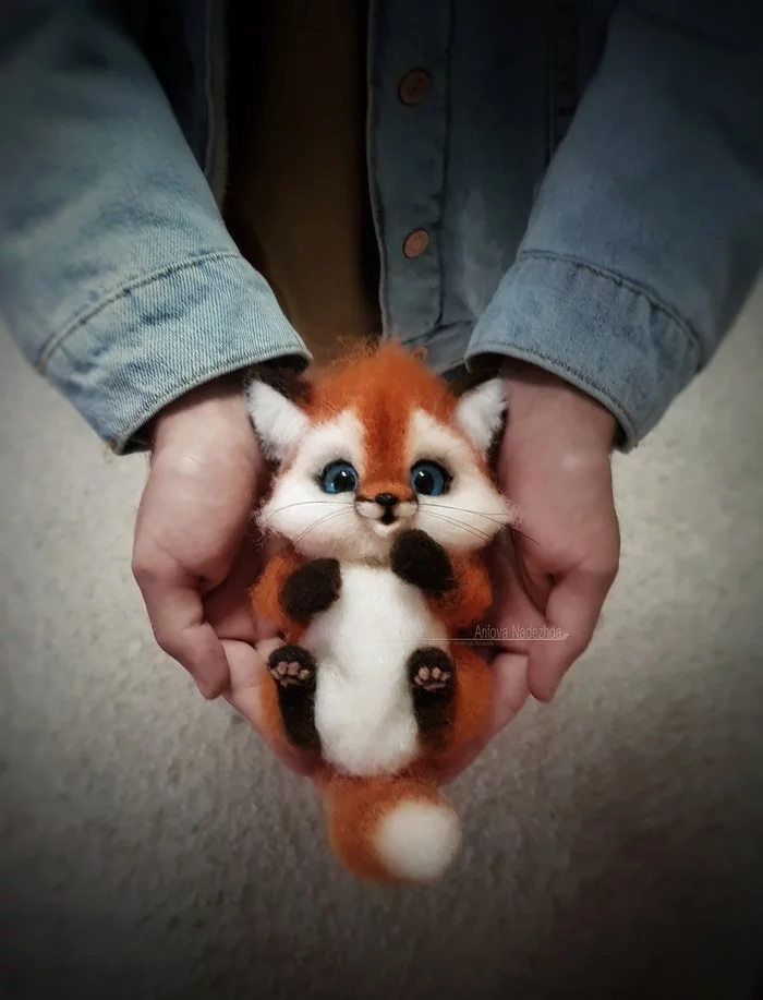 Hand fox - My, Needlework without process, Fox, Dry felting, Red Fox, Longpost