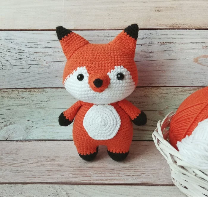 Mister Fox - My, Crochet, Knitted toys, Fox, Needlework without process, Amigurumi