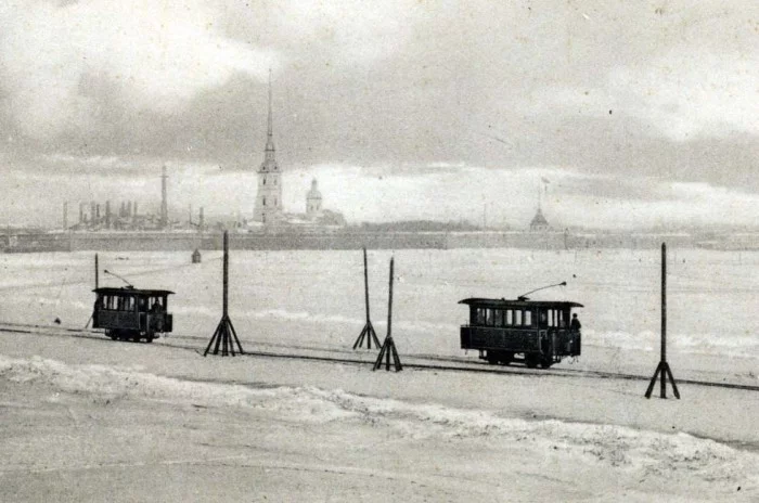 Ice trams in St. Petersburg: Public transport 100 years ago on the frozen Neva. - Saint Petersburg, Российская империя, Story, Tram, Kulturologia ru, Longpost