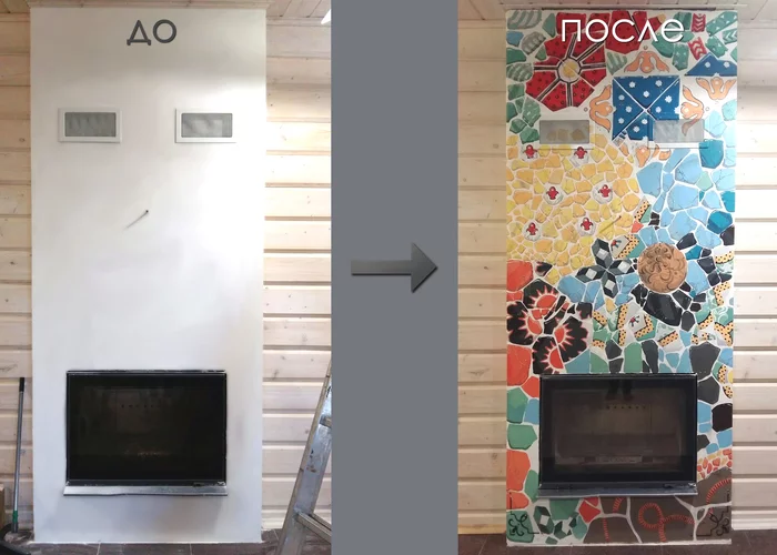 How I painted the fireplace - My, Stone painting, Recreation center, Drawing, Barcelona (city), Longpost, I'm an artist - that's how I see it