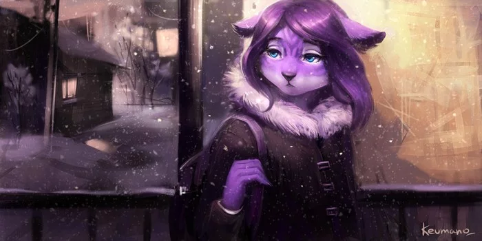 First snow - Keumano, Furry, Art, Winter, Snow