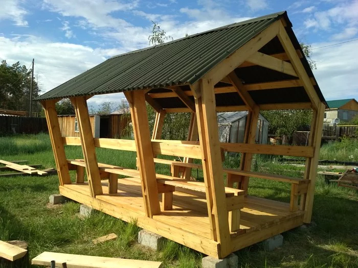 Gazebo from the magpie - My, Summer, Alcove, Dacha, Relaxation, Longpost