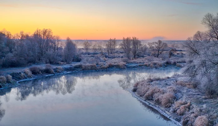 Thirty-four minutes until dawn. - My, River, dawn, Morning, Frost, freezing