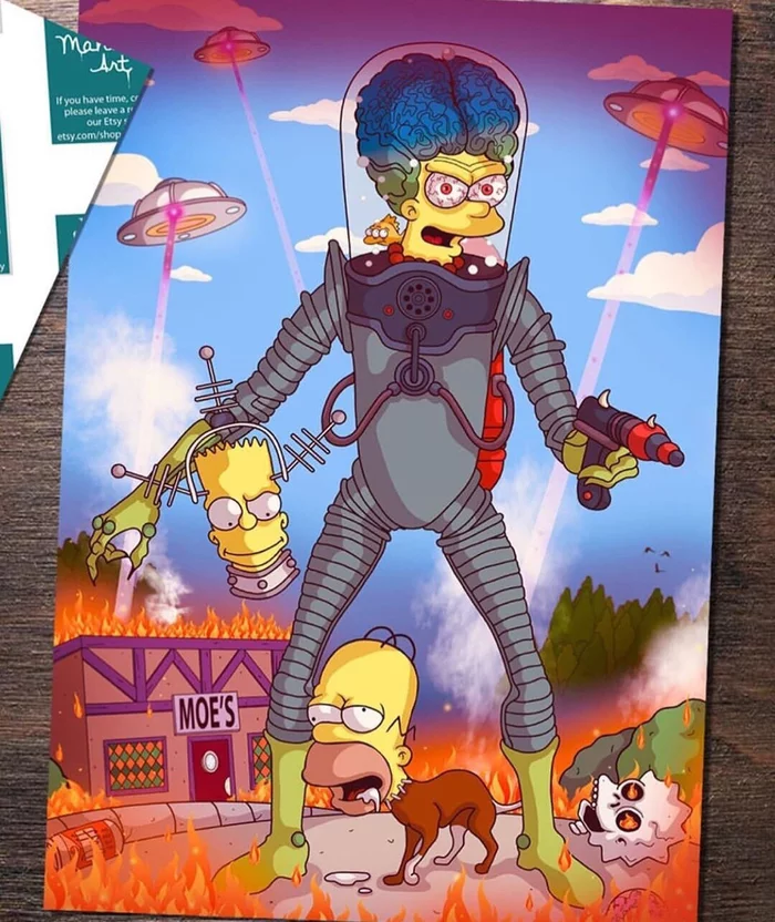 The Simpsons in horror films - The Simpsons, Comics, Cartoons, Horror, Horror, A Nightmare on Elm Street, Friday the 13th, Call, Longpost