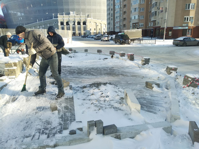 Paving slabs-snowdrop. A new way of laying... - My, Winter, Tile