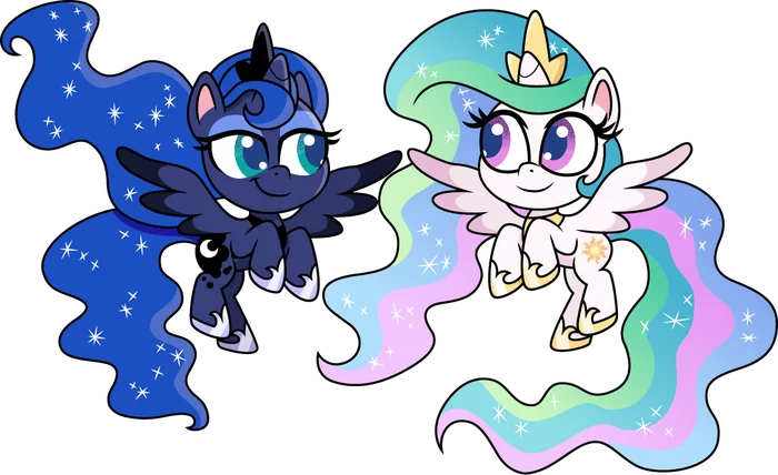 Chibi princesses - My little pony, Pony Life, Princess luna, Princess celestia, Cloudyglow