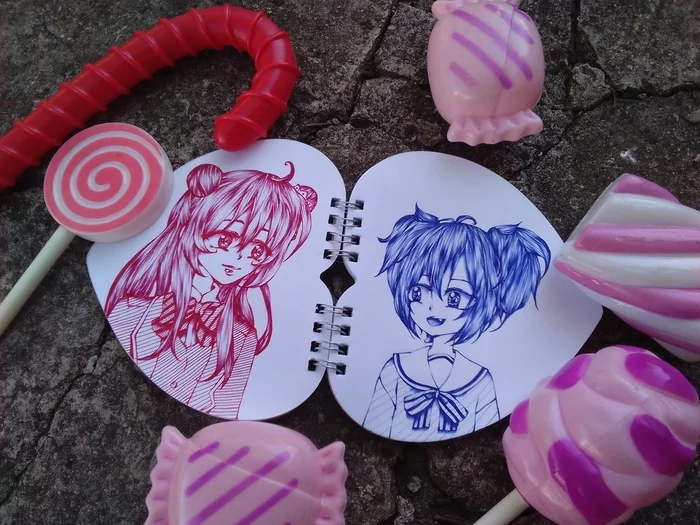 Anime Happy Sugar Life - My, Anime, Creation, Art, Anime art, Pen drawing, Sweet life, Candy