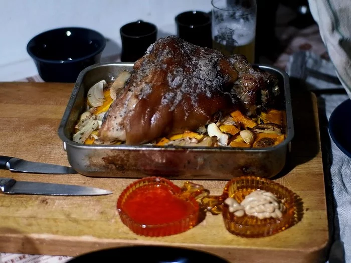 Knuckle! - My, Shank, Meat, Recipe, Video recipe, Food, Video, GIF, Longpost, Cooking