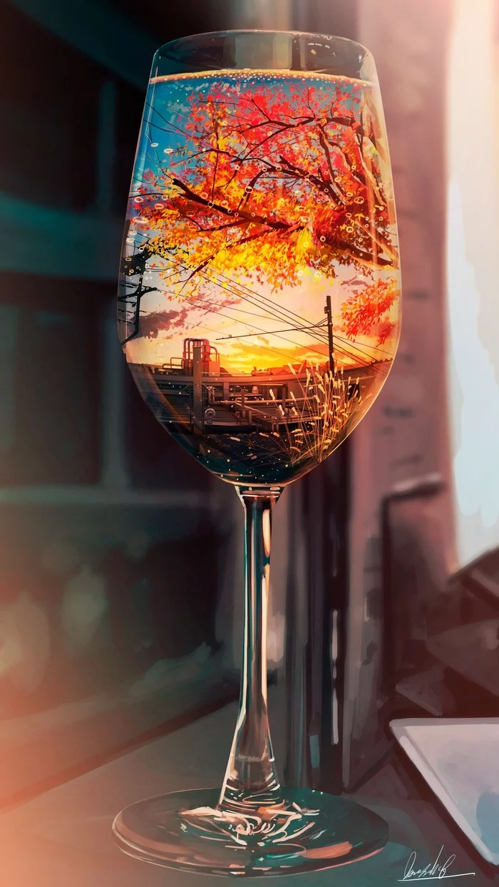 World in a glass - Art, Drawing, Goblets, Banishment