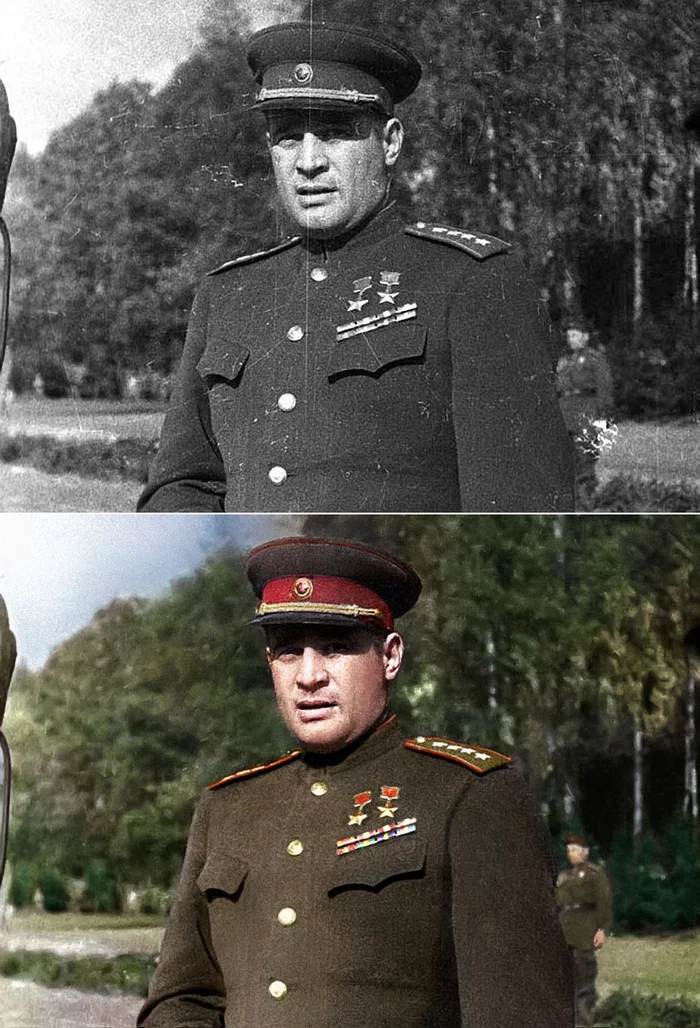 Photo restoration. My job - My, Restoration, The Great Patriotic War, The Second World War, Chernyakhovsky, Colorization, Longpost