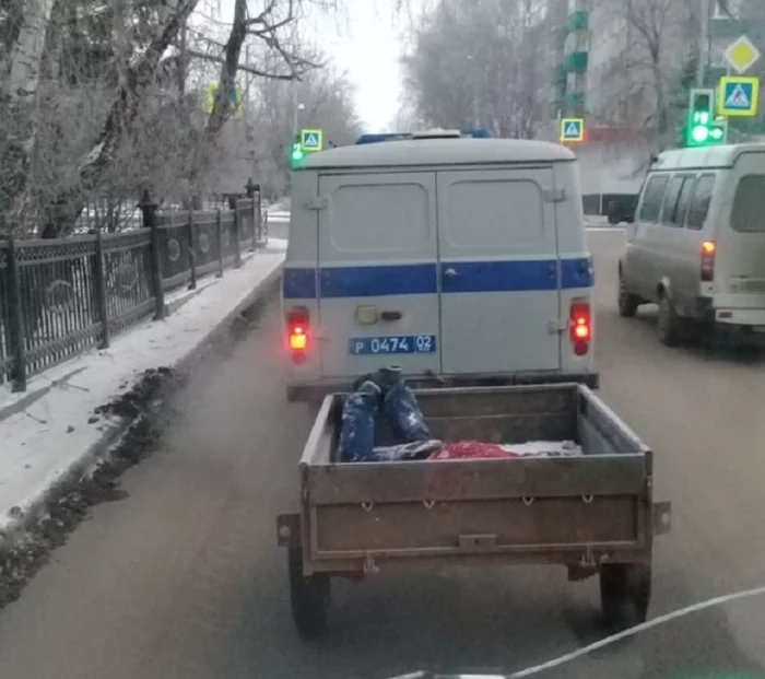 In Bashkiria, police drove a corpse in a trailer around the city - Police, Trailer, Optimization