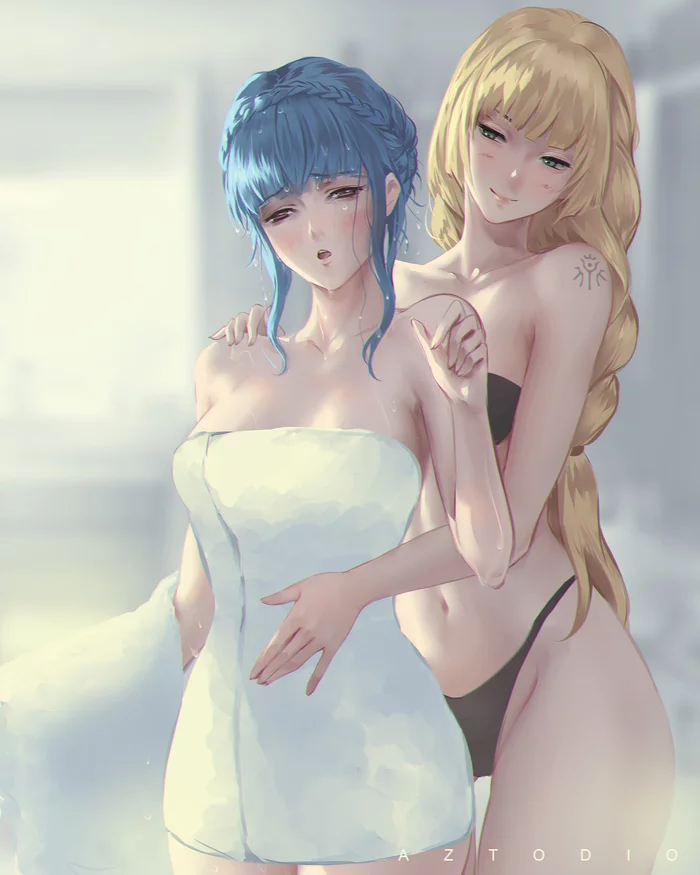 Fire Emblem Three Houses Ingird Marianne bathtime - NSFW, Deviantart, Art, Drawing, Games, Fire emblem, Pantsu, Aztodio